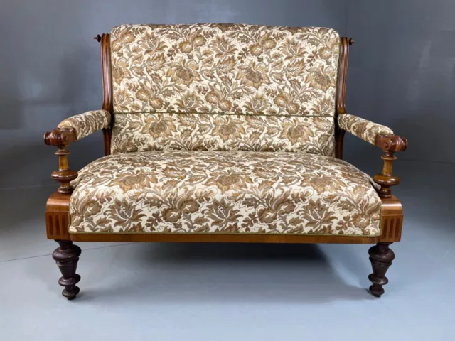 EB4590 Danish 19thC Mahogany & Brown Floral Two Seat Sofa, Antique, Vintage V2SS