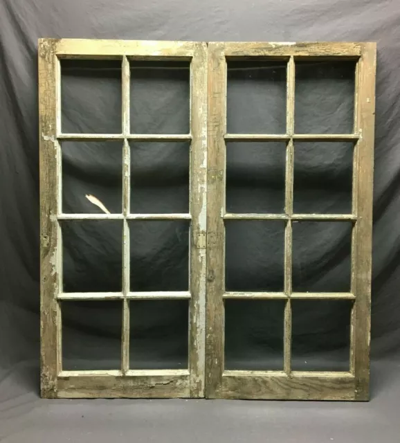 Pair Antique 8 Lite Casement Cabinet Cupboard Windows Vintage 21x45 Old 1399-21B