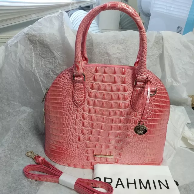 Brahmin Medium Melbourne Collection Pink Punch Georgina Satchel Bag Shoulder New