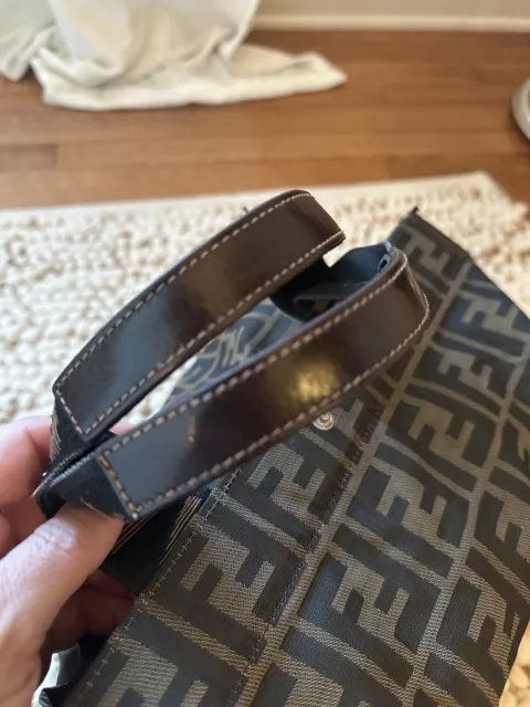 AUTHENTIC FENDI ZUCCA Folding Tote Bag Nylon Leather Brown $350.00 ...