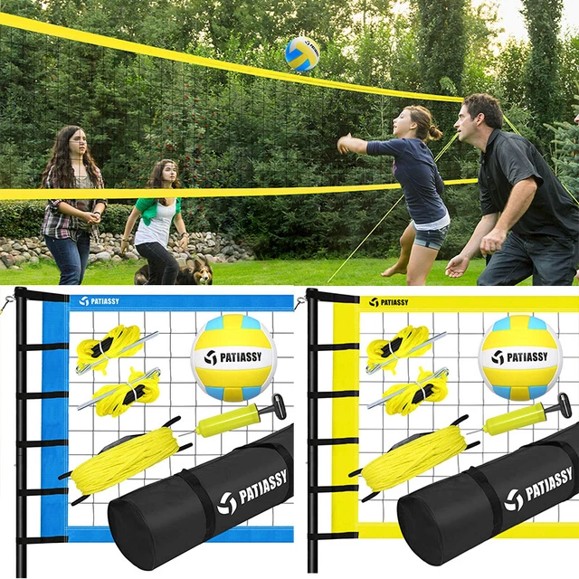 PORTABLE VOLLEYBALL NET Set System Adjustable Height Poles for Backyard