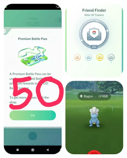 Pokémon Go 50 Raid Pass + Friend Finder Plantinum + Plantinum