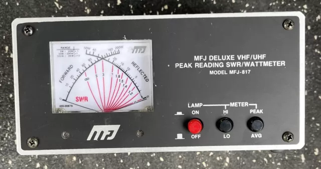 MFJ-817 VHF UHF 220 440 Cross Needle Peak & Avg Lighted Watt SWR Meter