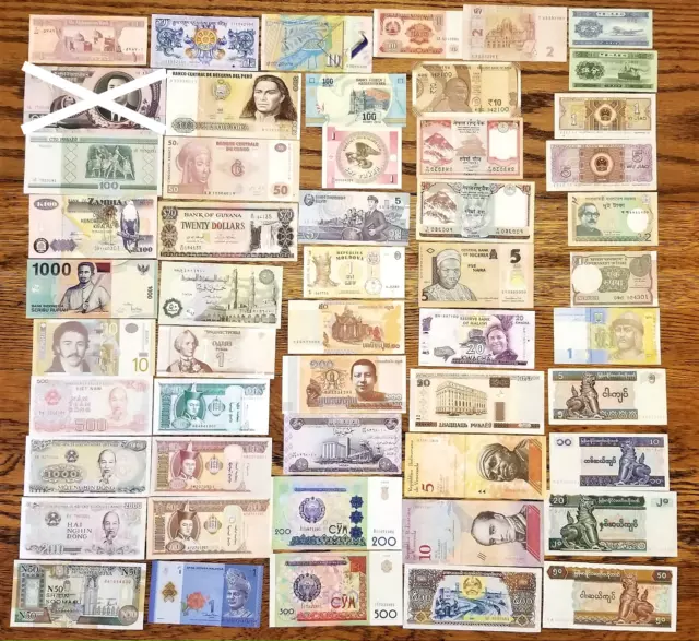 🔥 51 Pcs of Different World Currency Foreign Banknote Lot UNCIRCULATED w/ BONUS 2