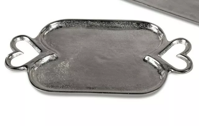 Formano Deko Tablett aus Aluminium ca. 36 x 20 cm mit Herzgriff  626080