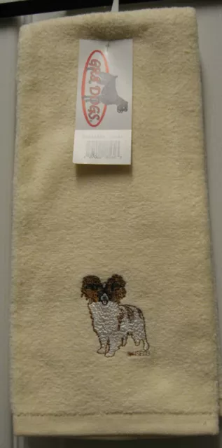 PAPILLON EMBROIDERED HAND TOWEL 24" x 15"- CREAM COLOR - 100% COTTON - NWT