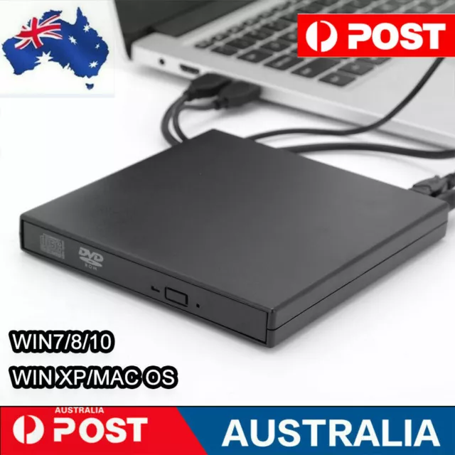 USB External CD RW DVD ROM Writer Burner Player Drive PC Laptop Mac Win7/8/10