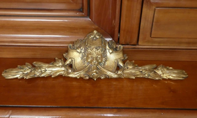 Ancien Grand Fronton Corniche En Bronze Xix Tete De Lion Signe J.j Vassalle