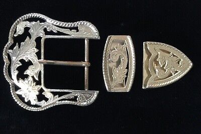 8 Sets Western Rodeo Cowboy Filigree 3 Piece Buckle Set For 1 1/2" Wide Leather