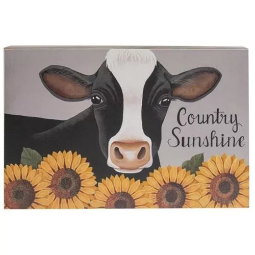 Cow & Sunflowers Country Sunshine Box Sign