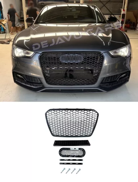 RS5 Look Grill für Audi A5 B8 8T S line S5 RS5 FL Wabengrill Kühlergrill Schwarz