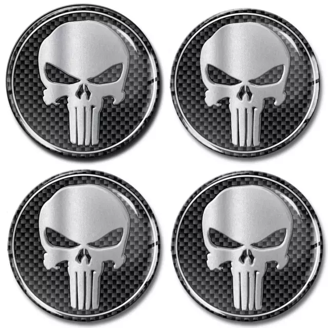 4 Wheel Centre Hub Caps 3D Silicone Domed Car Resin Stickers Badge Skull Tuning