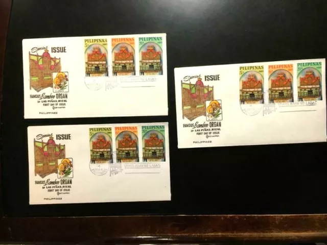 3-Philippines Las Pinas Bamboo Organ Stamps First Day Cover 1964-Fine-Free Ship