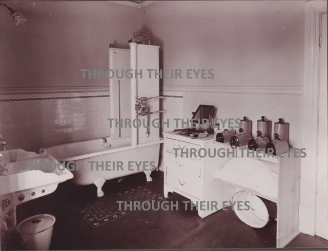 Original WW1 photo bathroom at Englethwaite Hall Auxiliary Military Hospital WWI