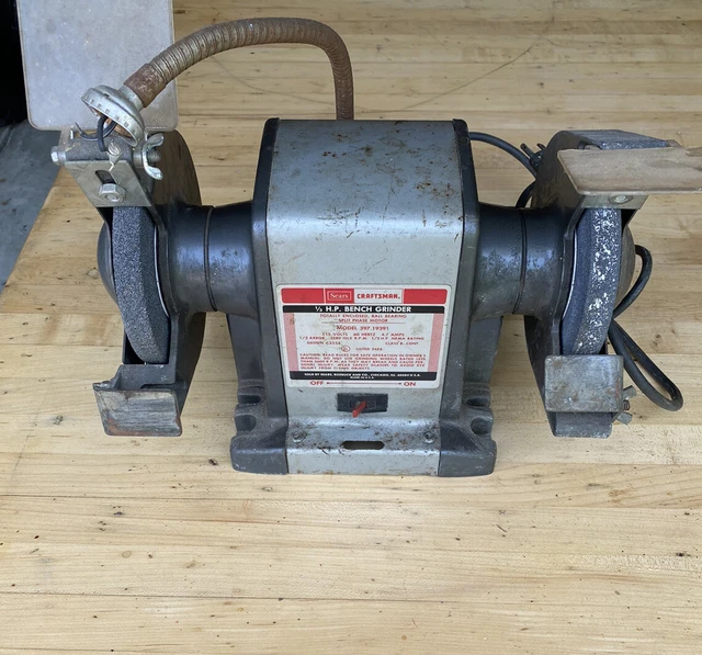 VINTAGE SEARS CRAFTSMAN 1/3 HP Bench Grinder 397 19391 Working Great