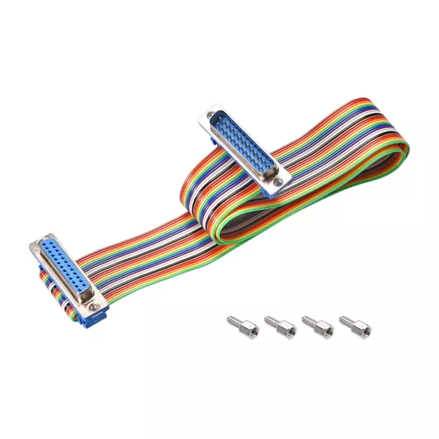 IDC Rainbow Wire Flat Ribbon Cable DB25 M/F Connector 2.54mm Pitch 19.7inch Long