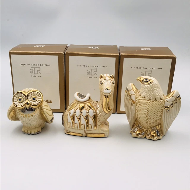 2000 Artesania Rinconada White On White Set Owl Camel Eagle #385 of 1000