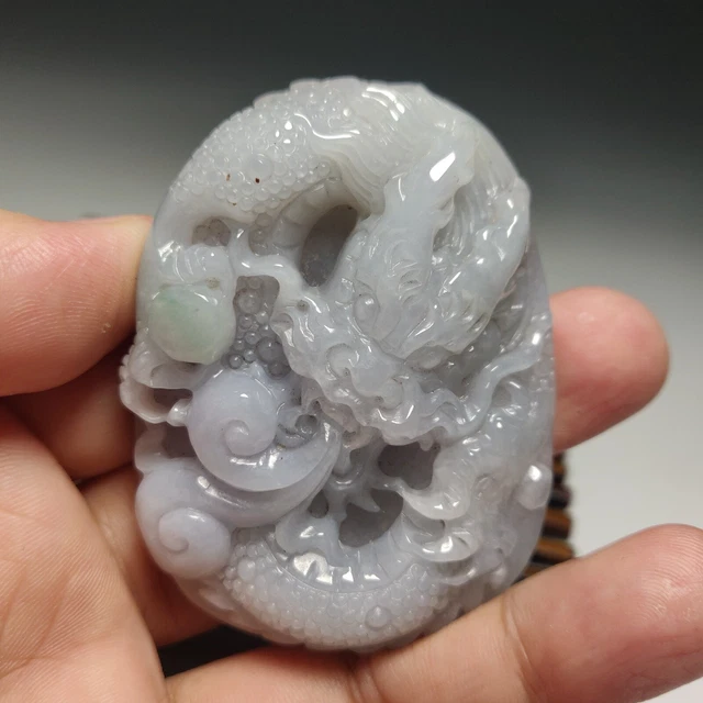 Chinese Exquisite Handmade dragon carving Jadeite Jade Pendant