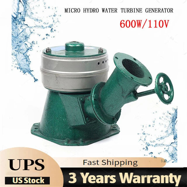 Generador de turbina de agua micro hidroeléctrica de 600 W generador hidroeléctrico duradero 110 V
