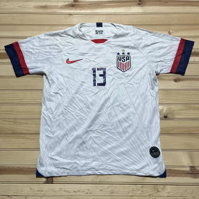 Alex Morgan USA Womans National Soccer Team Nike White Jersey Size Large