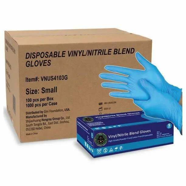 Mezcla de nitrilo-vinilo, guantes de examen desechables látex talla pequeña (estuche 1000)