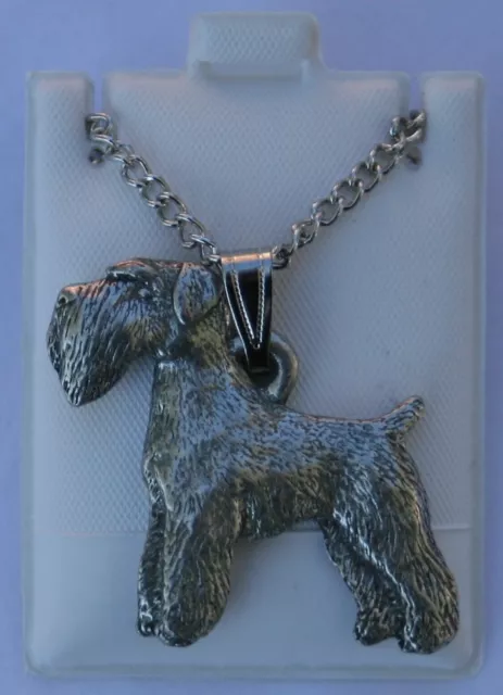 Schnauzer Uncropped Ear Dog Harris Fine Pewter Pendant w Chain Necklace USA Made