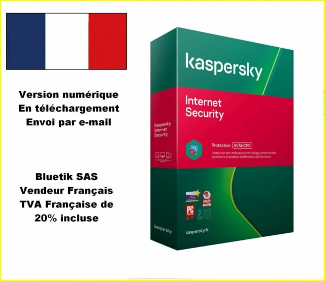 Kaspersky Internet Security PC MAC Android iOS 2024  1 App 1 An Licence par mail