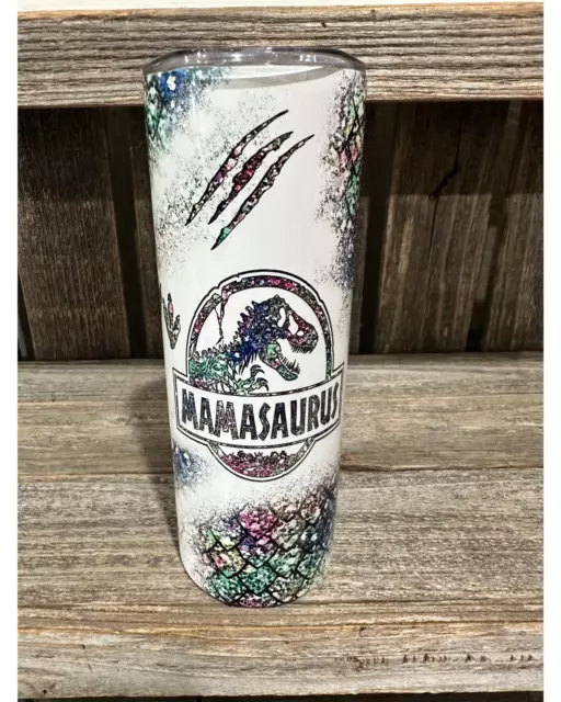 Mamasaurus - Mommy Dinosaur - 20oz oz 20 oz. 20oz. - Skinny Sublimation Tumbler