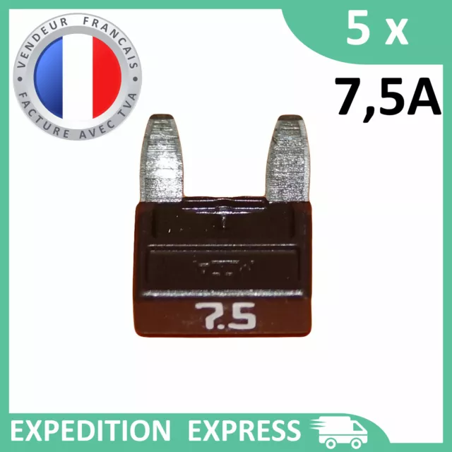 5 mini fusibles 7.5A auto moto à lame marron