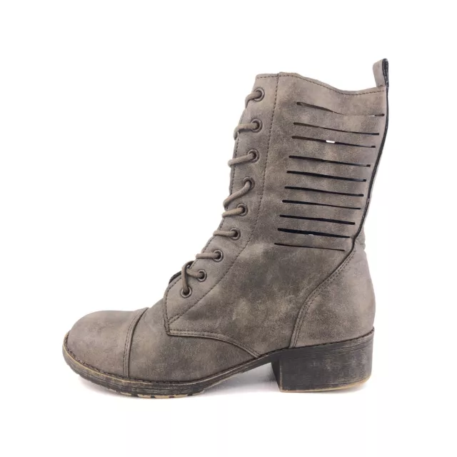 Madden Girl Morrison Combat Moto Boots Womens Size 8.5M Gray Synthetic Leather
