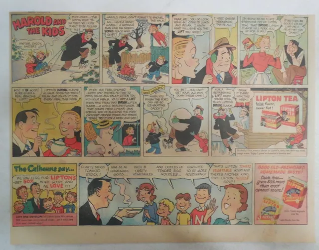 Lipton Tea Ad: "Harold and the Kids" from 1930's-1950's Size: 11 x 15 inches