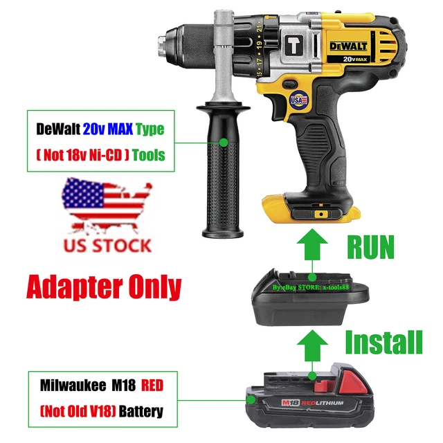 MILWAUKEE M18 LIION Battery Convert To Dewalt 20V MAX Tool Adapter