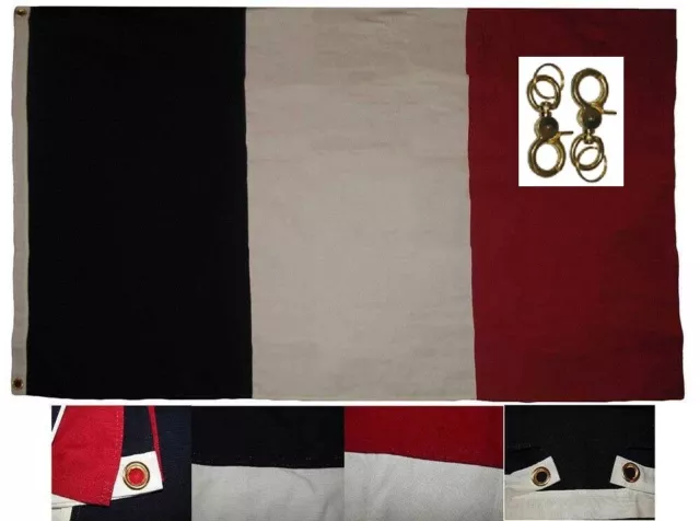 3x5 Embroidered France French Cotton Flag Large 3'x5' Banner Grommets 2 clips