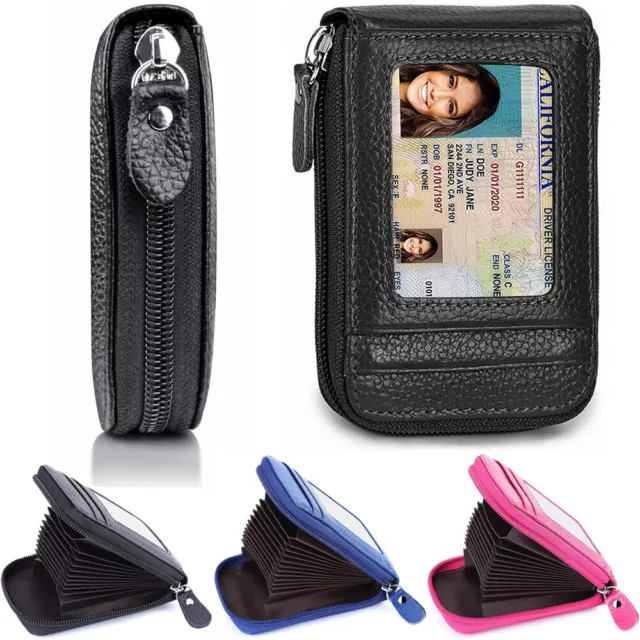 Men Womens RFID Blocking Credit Card Holders Zipper Leather Compact Size Wallet