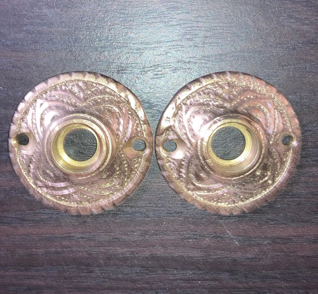 Lot Of 2 Antique Eastlake Victorian Round Door Knob Escutcheon Rosette Plates