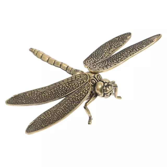 Brass Dragonfly Figurine Detachable Wing Good Luck Feng Shui Statue (Golden)-KR