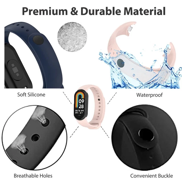 Cinturino In Silicone Per Xiaomi Mi Band 8: Bracciale Di Ricambio Morbido, Regolabile 140-210mm, Impermeabile, Colori Vari - 3