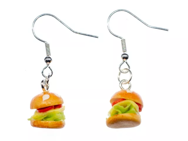 Hamburger Cheeseburger Ohrringe Miniblings Hänger Big Burger Fast Food Kawaii