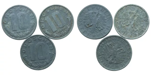 Austria - 10 Groschen 1947, 1948, 1949