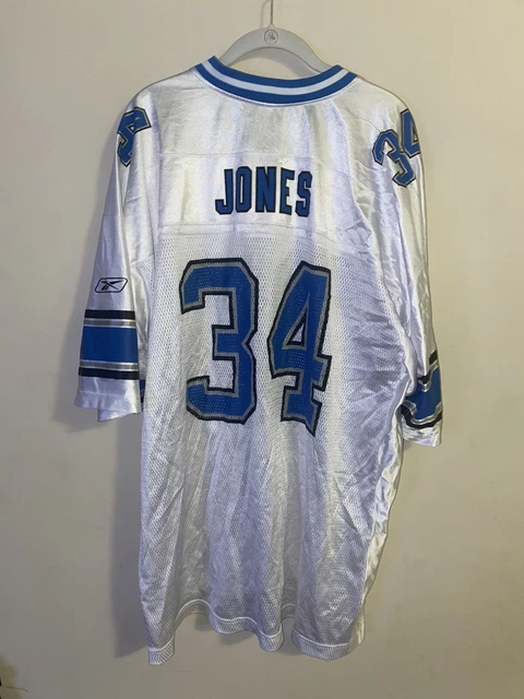 4XL Vtg Stitched Reebok DRE BLY #32 Detroit Lions Jersey Mens XXXXL Blue