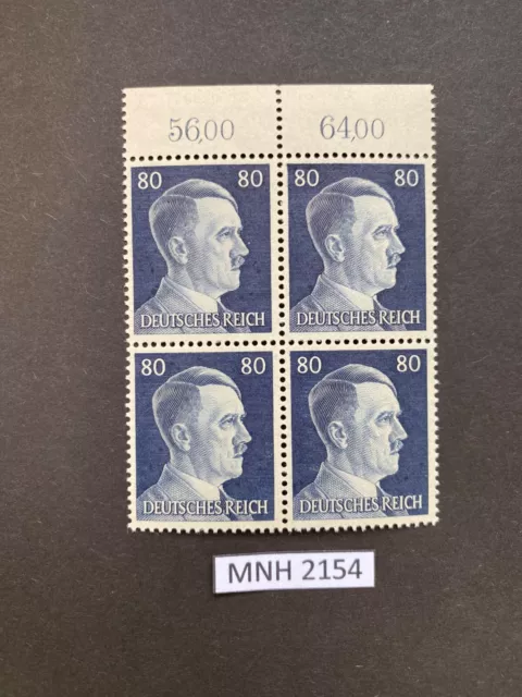 German Empire Third Reich 1941 Adolf Hitler Heads 80pf Mi. 798 Block of 4 (MNH)