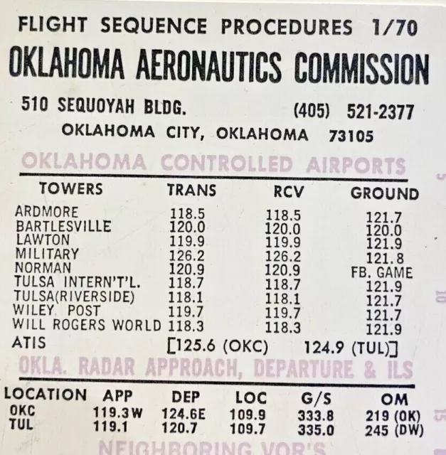 1970 Oklahoma City Aeronautics Commission Flight Sequence Code Procedures Ruler