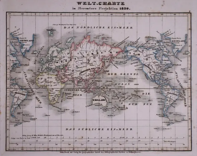 Dated 1830 Universal Atlas Map of the WORLD ~(10x12)-#1246