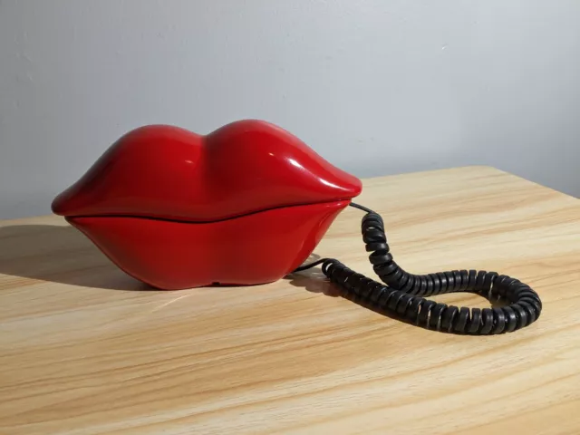 Vintage TeleMania Red Hot Lips Push Button Phone Telephone Retro