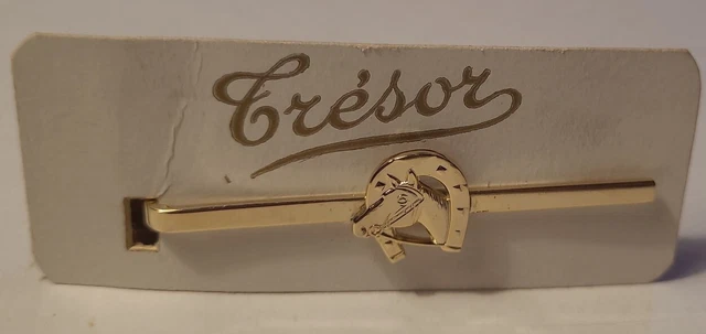 Pince à Cravate Vintage RICHEL – Motif Tête De Cheval, Finition Doré Argenté (occasion)