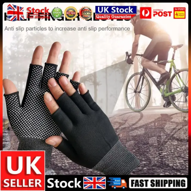 Fingerless Outdoor Bicycle Anti-skid Half Finger Fishing Gloves (Black) UK