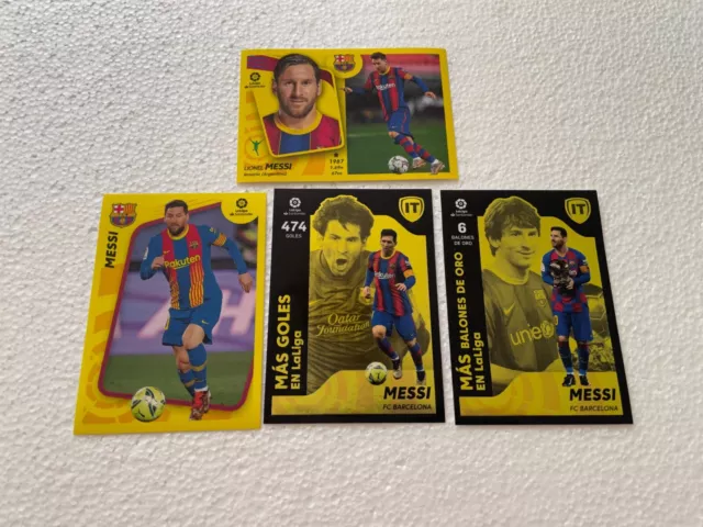 Panini Spanish La Liga 2021-2022 4 x Lionel Messi lot #103 #119 #723 #729