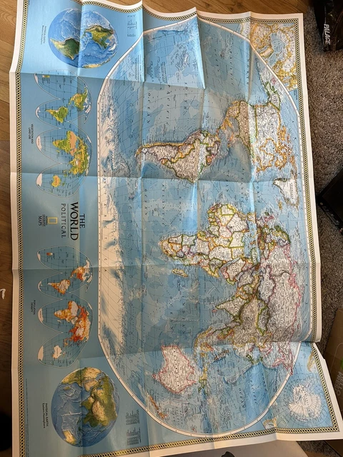 NATIONAL GEOGRAPHIC WORLD Map Physical Political Map £6.34 - PicClick UK