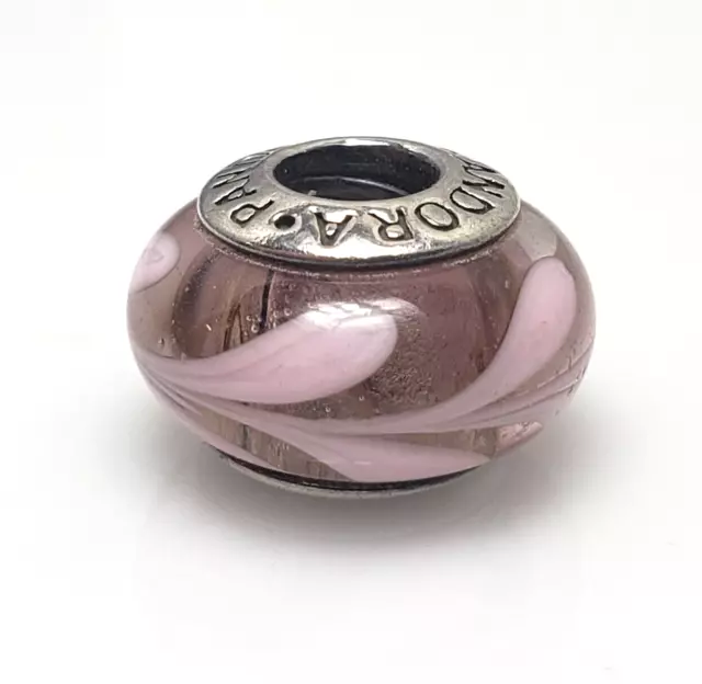 Pandora Sterling Silver Pink Swirl Murano Glass Charm Bead 790677