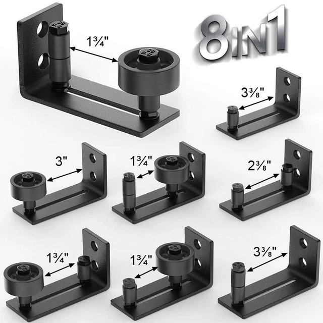 8 in 1 Sliding Barn Door Floor Guides - Adjustable Roller and Wall Mount